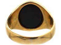 Edwardian 18ct Gold Signet Ring set with a Plain Bloodstone