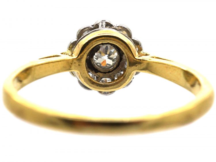 Edwardian 18ct Gold & Platinum, Diamond Daisy Cluster Ring