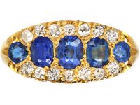 Edwardian 18ct Gold Sapphire & Diamond Boat Shaped Ring