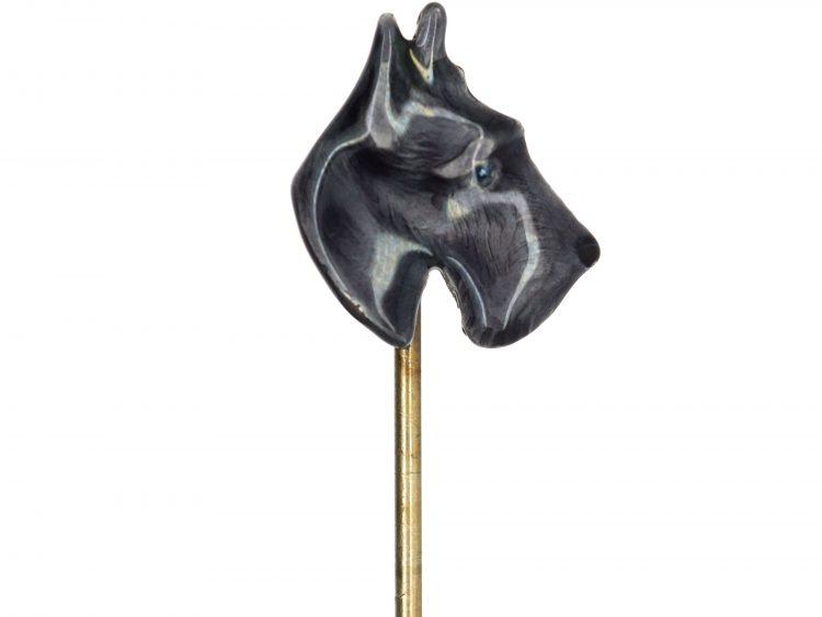 Silver & Enamel Tie Pin of a Scottie