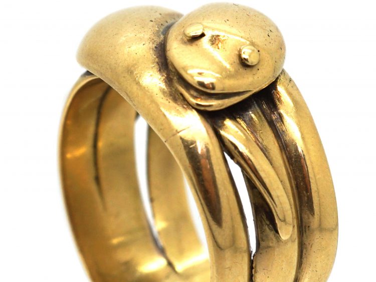 Edwardian 18ct Gold Double Snake Ring