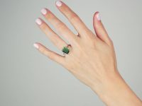 Art Deco 18ct White Gold, Green Tourmaline & Diamond Ring