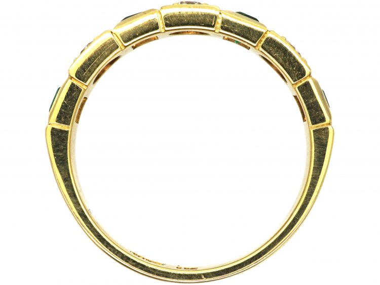 18ct Gold, Emerald & Diamond Seven Stone Ring