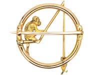 Edwardian 15ct Gold Monkey & Fish Novelty Brooch