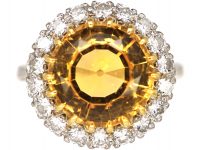 18ct White Gold, Large Topaz and Diamond Cluster Ring