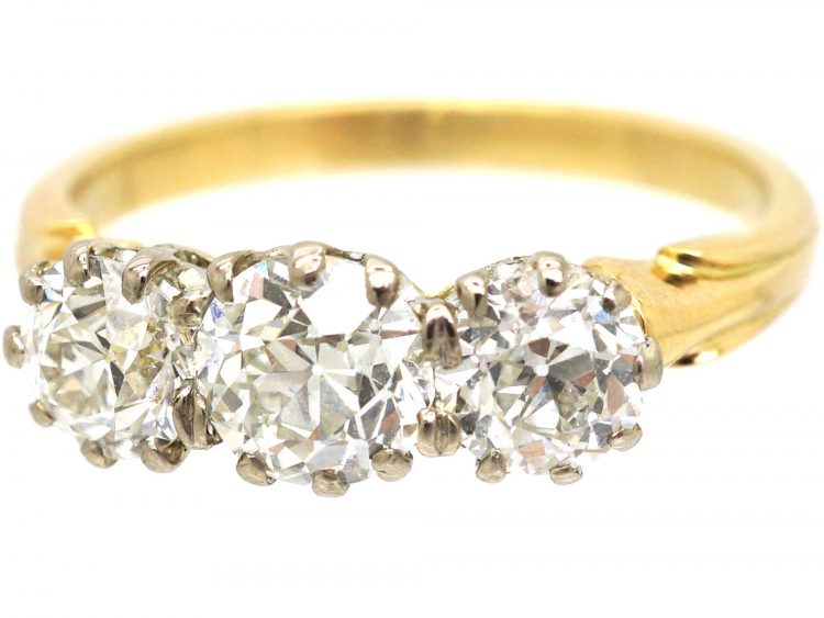 Edwardian 18ct Gold Three Stone Diamond Ring
