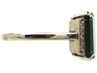 Art Deco 18ct White Gold, Green Tourmaline & Diamond Ring
