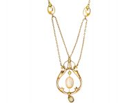 Art Nouveau 15ct Gold, Opal & Peridot Necklace