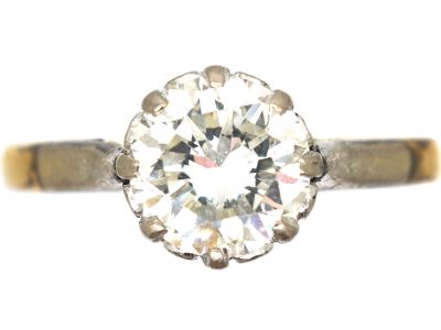 18ct Gold and Platinum, Diamond Solitaire Ring