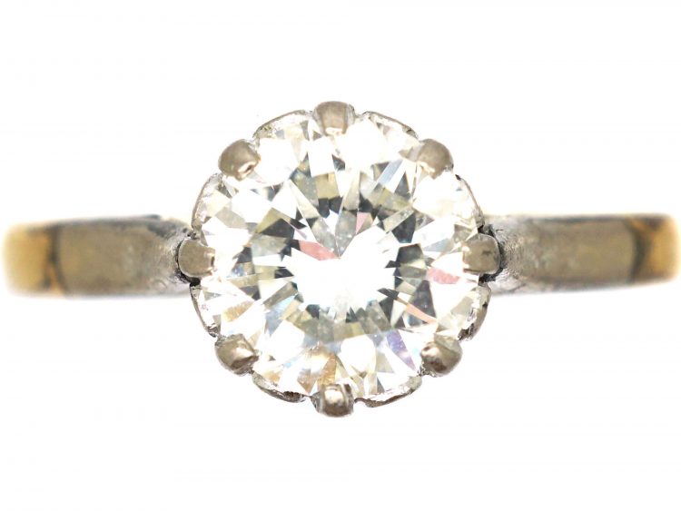 18ct Gold and Platinum, Diamond Solitaire Ring