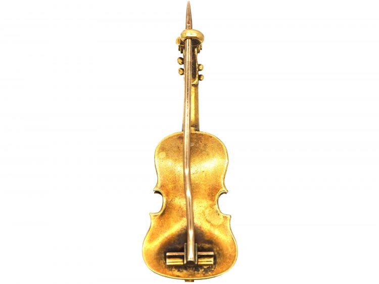 Victorian 15ct Gold Violin Brooch