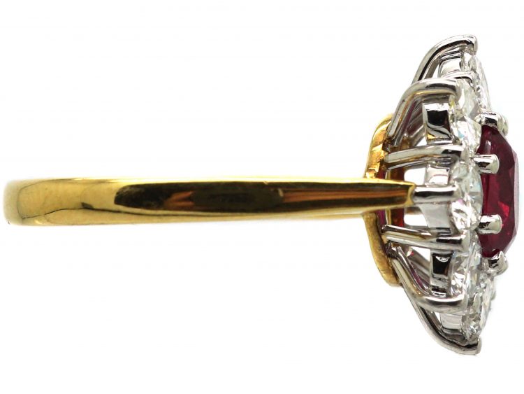 18ct Gold, Ruby & Diamond Cluster Ring