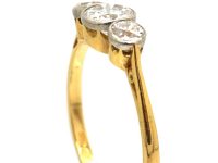 Edwardian 18ct Gold and Platinum Diamond Three Stone Ring