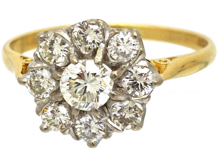 18ct Gold and Diamond Daisy Cluster Ring