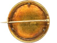 Art Nouveau 18ct Gold Brooch of a Lady set with Diamonds in Original Case