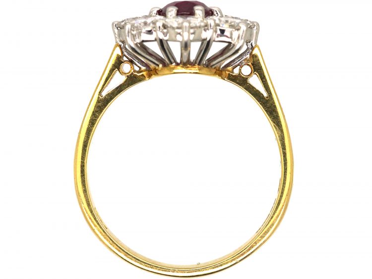 18ct Gold, Ruby & Diamond Cluster Ring