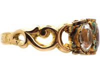 Regency 15ct Gold, Garnet, Green Beryl, Aquamarine and Paste Ring