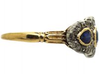 Victorian 18ct Gold, Sapphire and Diamond Triple Cluster Ring
