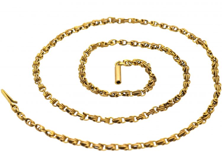 Edwardian 15ct Gold Ornate Chain with Barrel Clasp