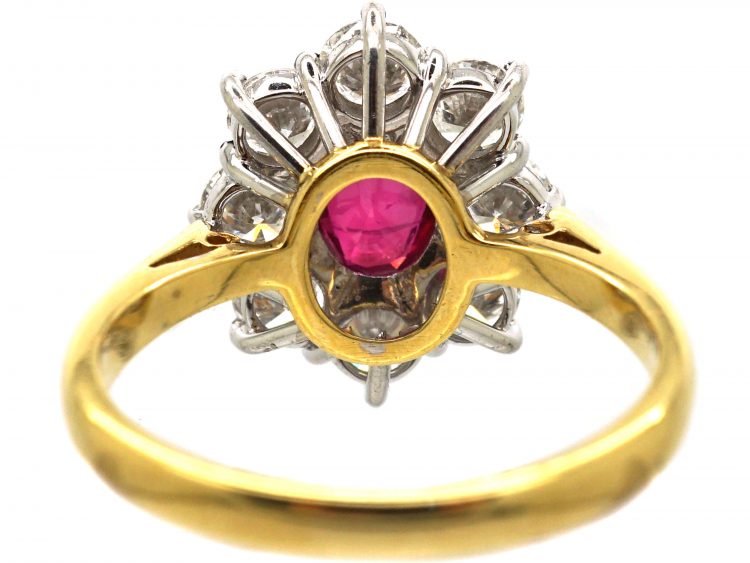 18ct Gold, Ruby & Diamond Cluster Ring