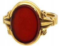18ct Gold Signet Ring set with a Carnelian