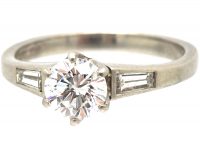 Diamond Solitaire Ring with Tapered Baguette Shoulders