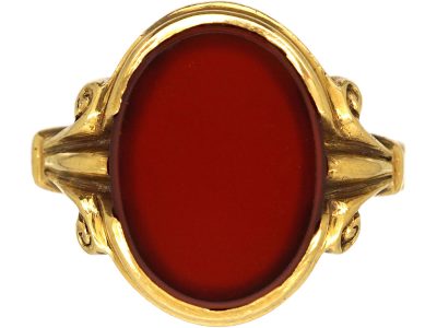 18ct Gold Signet Ring set with a Carnelian