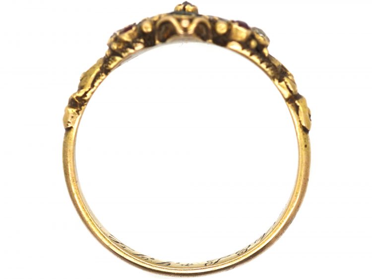 Regency 15ct Gold, Emerald, Ruby & Rose Diamond Ring