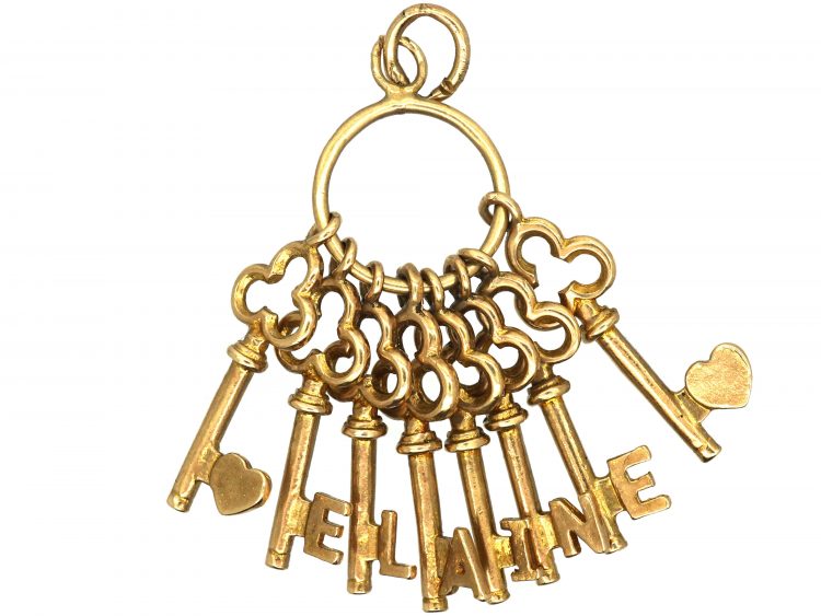 9ct Gold Keys Pendant Spelling Elaine