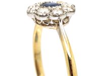 Edwardian 18ct Gold & Platinum, Sapphire & Diamond Cluster Ring
