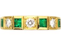 18ct Gold, Emerald & Diamond Seven Stone Ring