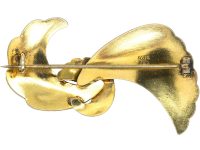 Norwegian Silver & White Enamel Bow Brooch by Elvic & Co