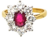 18ct Gold, Ruby & Diamond Cluster Ring