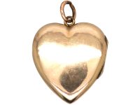 Edwardian 9ct Gold Back & Front Heart Shaped Locket set with a Diamond