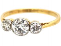Edwardian 18ct Gold and Platinum Diamond Three Stone Ring