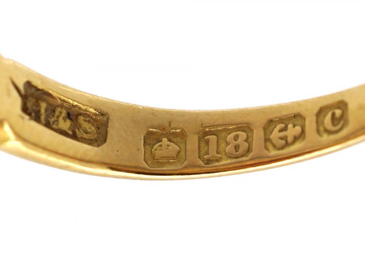 Edwardian 18ct Gold, Burma Ruby and Diamond Scroll Ring