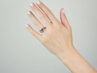 Art Deco 18ct Gold and Platinum Double Snake Ring set with a Sapphire and Diamond