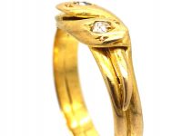 Victorian 15ct Gold Double Snake Ring set with Diamonds