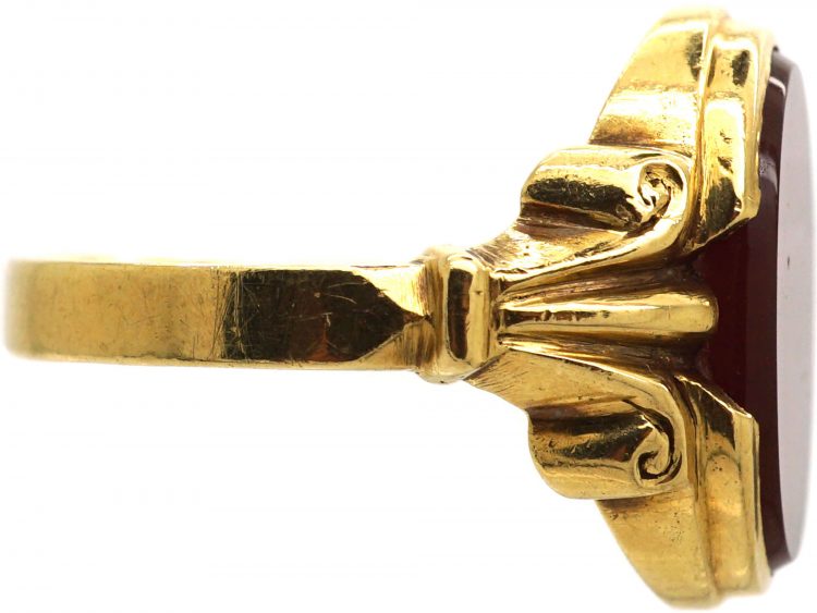 18ct Gold Signet Ring set with a Carnelian
