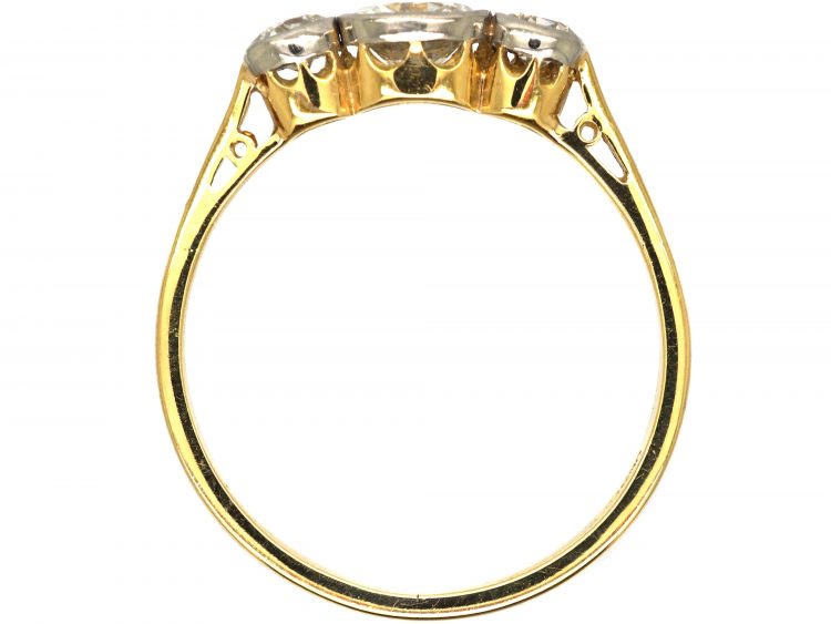 Edwardian 18ct Gold and Platinum Diamond Three Stone Ring