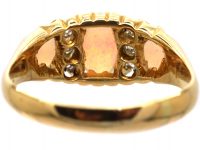 Edwardian 18ct Gold, Three Stone Opal & Diamond Ring