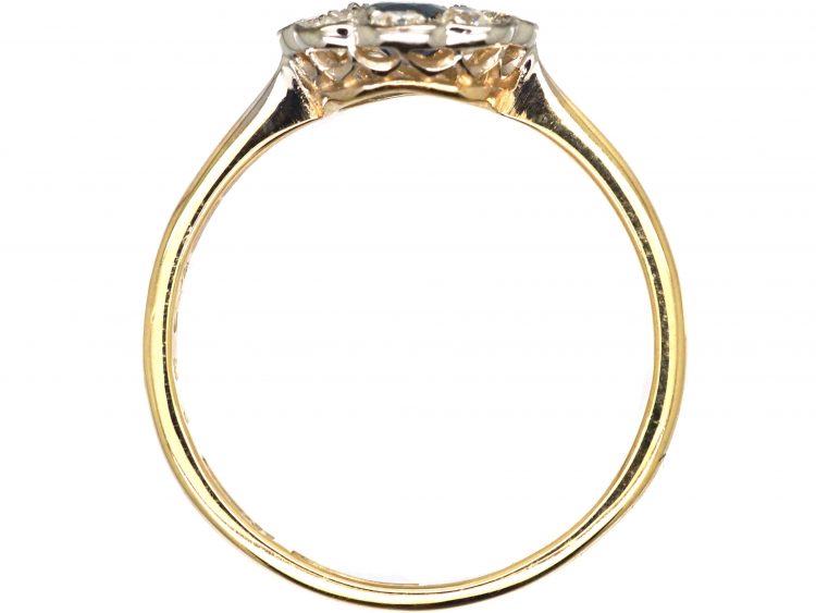 Edwardian 18ct Gold & Platinum, Sapphire & Diamond Cluster Ring