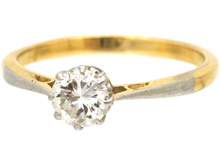 Art Deco 18ct, Platinum and Diamond Solitaire Ring