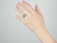 Victorian 18ct Gold, Emerald and Diamond Three Stone Ring