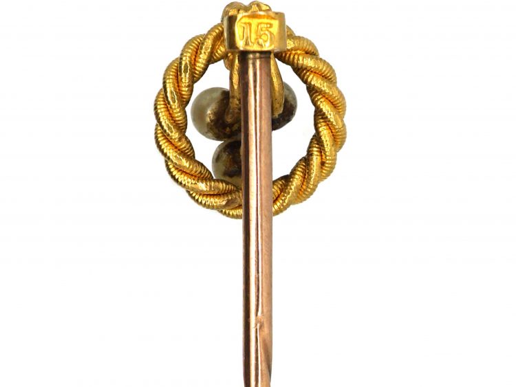 Edwardian 15ct Gold & Natural Pearl Tie Pin