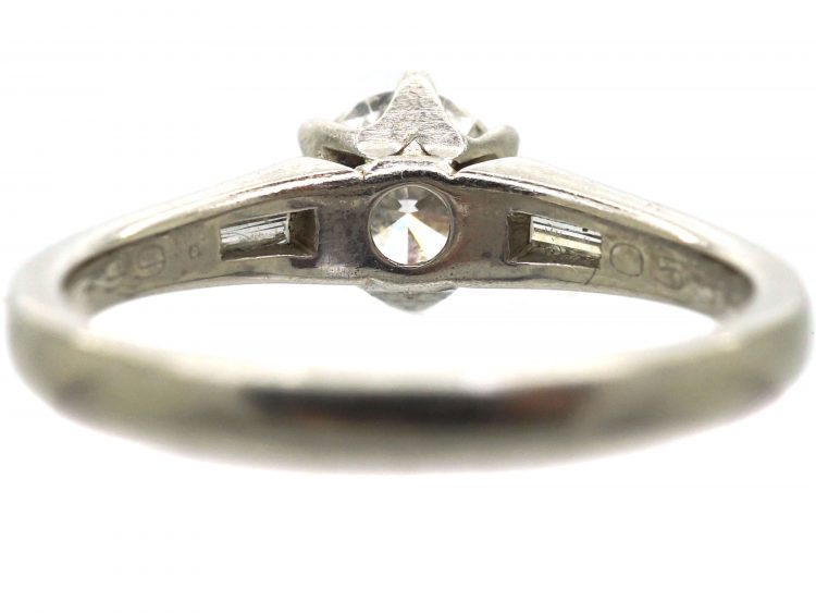 Diamond Solitaire Ring with Tapered Baguette Shoulders