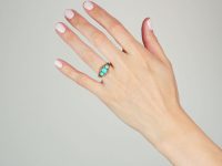 Victorian 18ct Gold, Three Stone Turquoise and Rose Diamond Ring