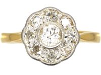 Edwardian 18ct Gold & Platinum, Diamond Daisy Cluster Ring