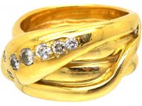 Victorian 18ct Gold Snake Ring set with Diamonds