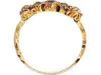 Regency 15ct Gold, Garnet, Green Beryl, Aquamarine and Paste Ring